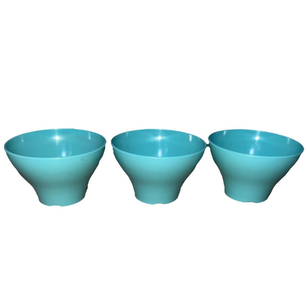 Vintage Melmac Melamine Tea Cups Blue Turquoise Set Of 3 - Picture 5 of 10